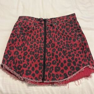 Carmar denim red and black leopard skirt